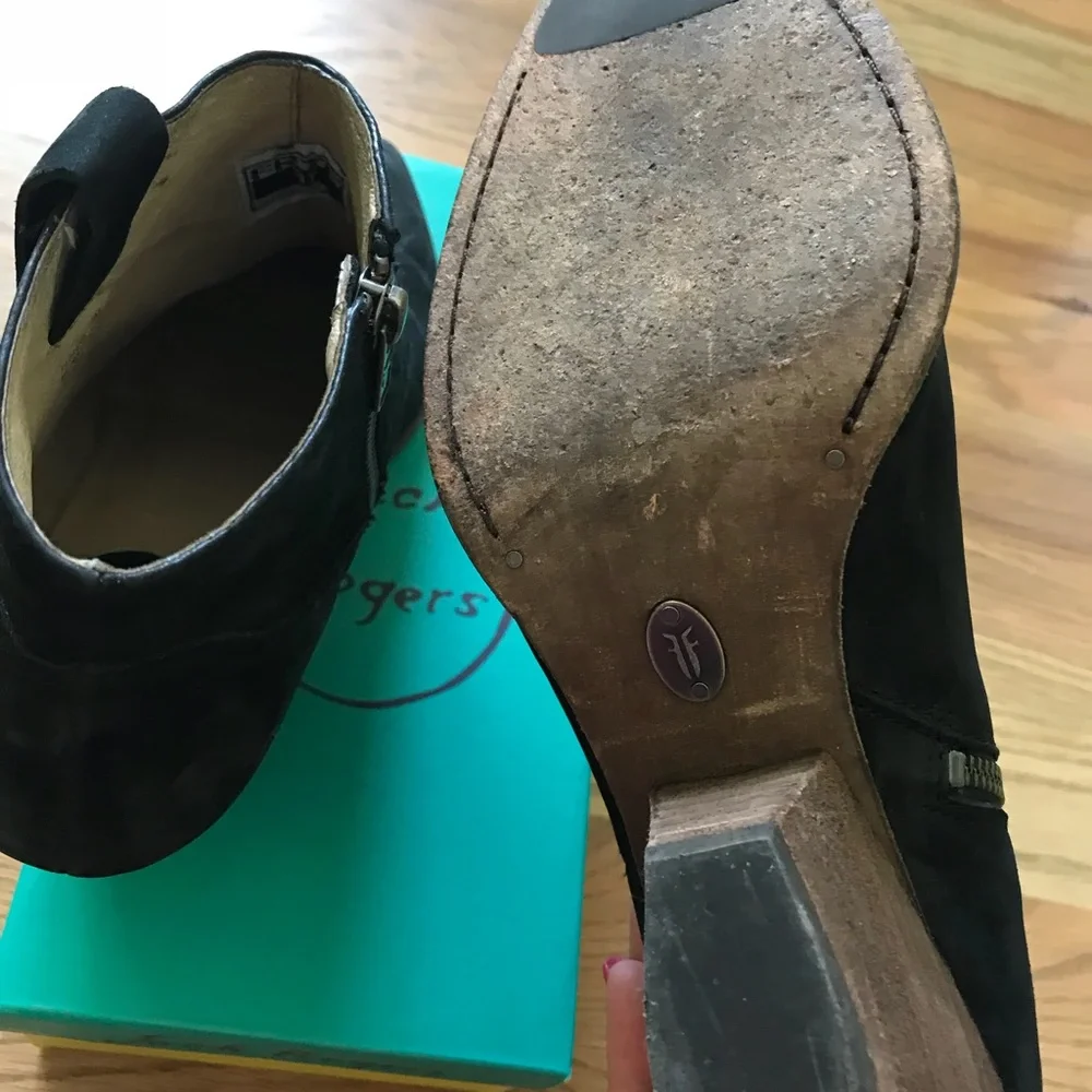 Frye Black Suede Ankle Booties
